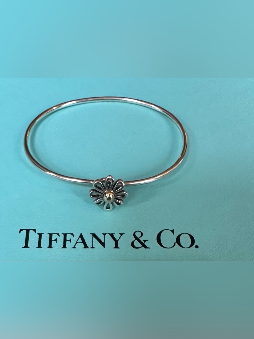 Tiffany & Co. Picasso Silver 18K Yellow Gold Flower Daisy Bangle Bracelet - Picture 3 of 5